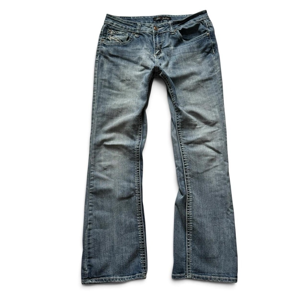 Love Indigo Women Blue Medium Wash Bootcut Y2K Denim Jeans Size 10